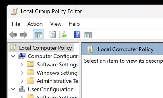 A section of Local Group Policy Editor