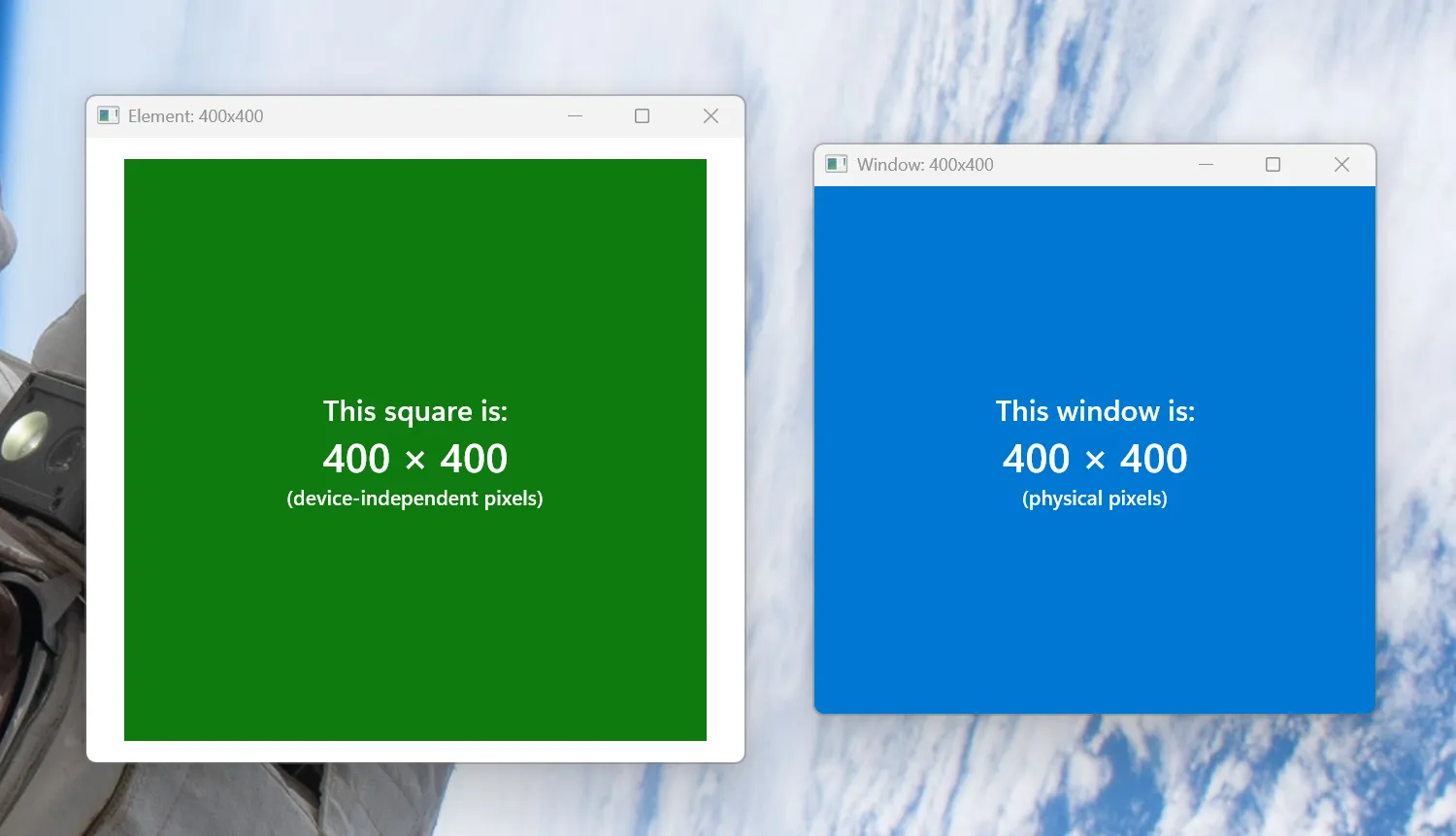 A 400 by 400 square and a very-similar 400 by 400 window