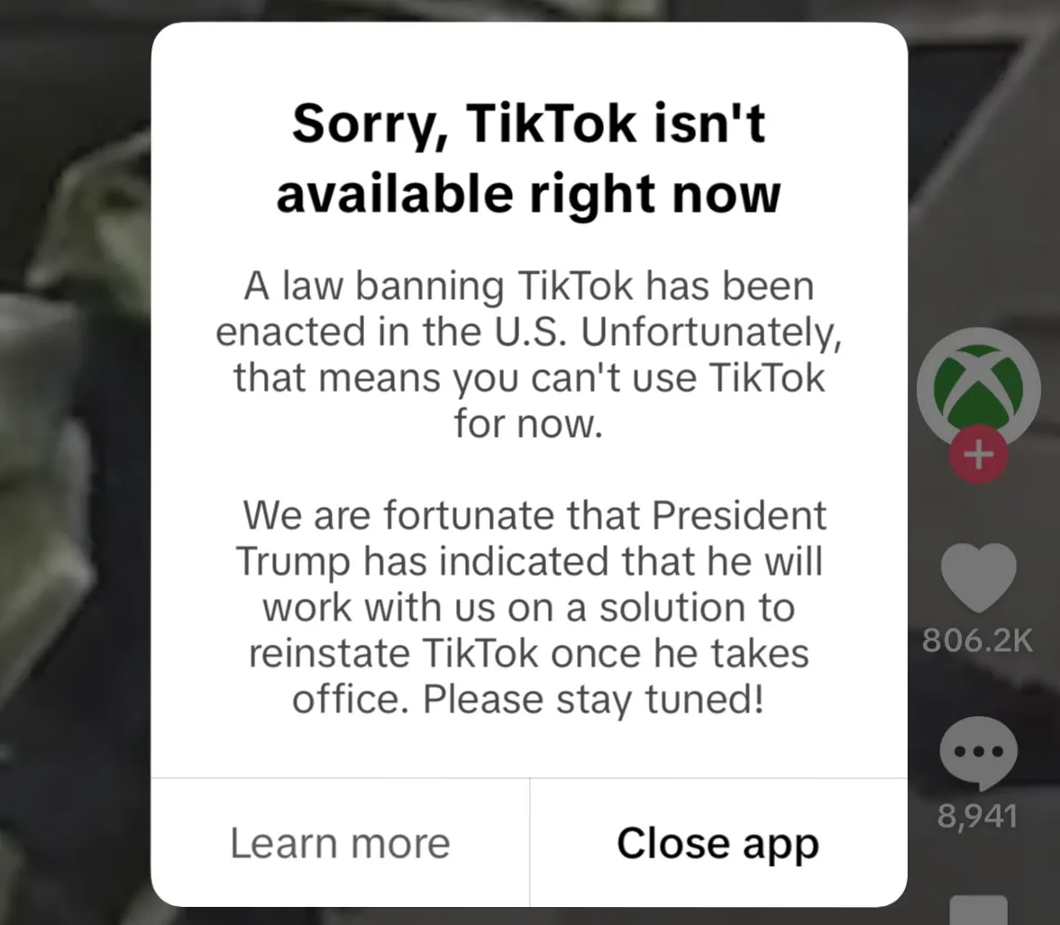 Sorry, TikTok isn't available right now
