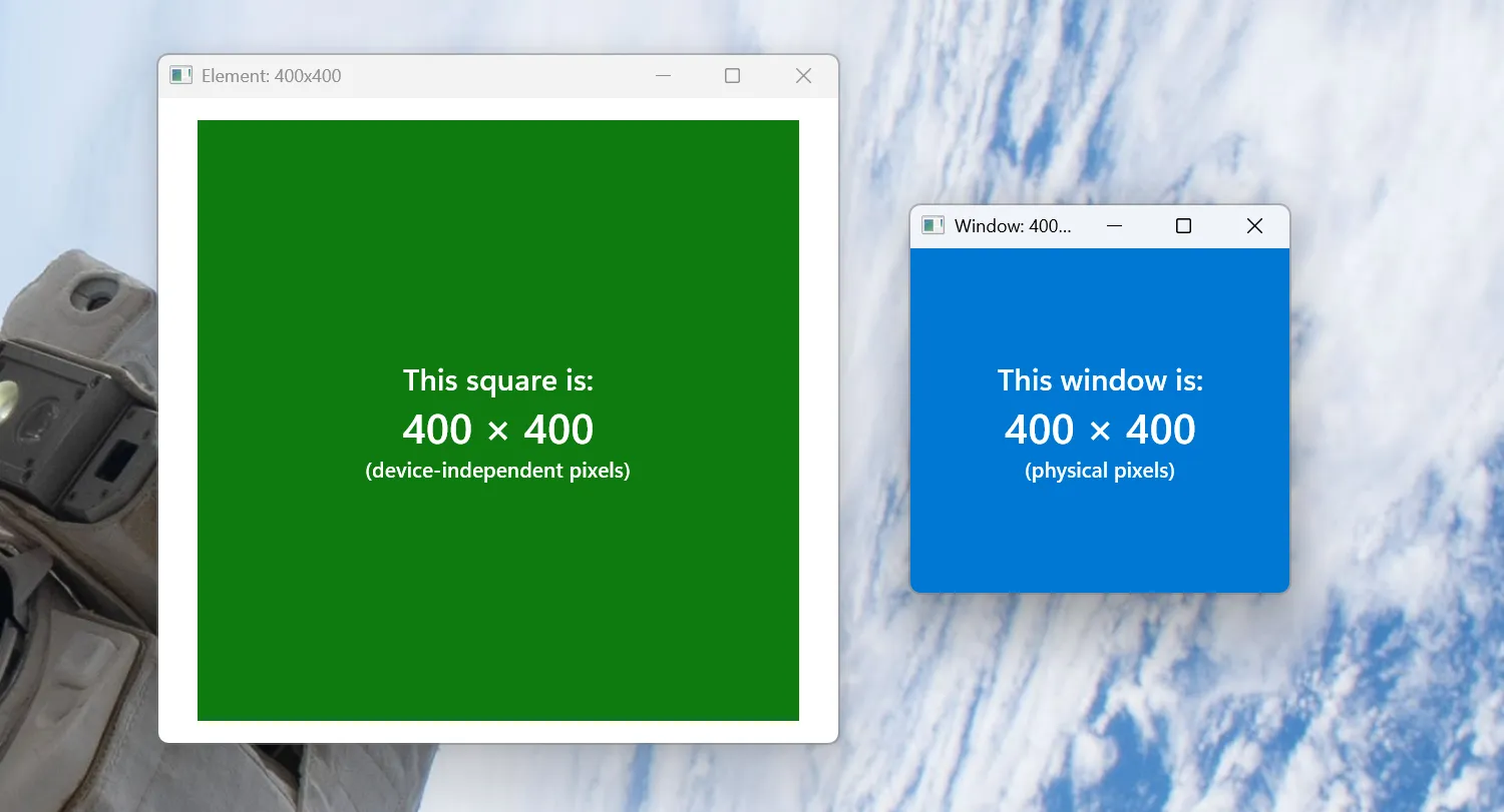 A 400 by 400 square and a much-smaller 400 by 400 window